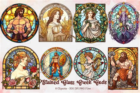 Beautiful Stained Glass Greek Gods By Zemira Thehungryjpeg