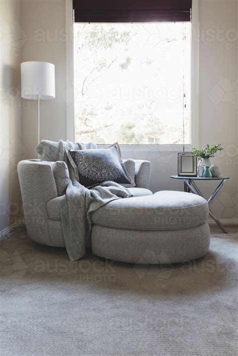 Image Of Luxury Grey Bedroom Corner Armchair Under A Window Austockphoto