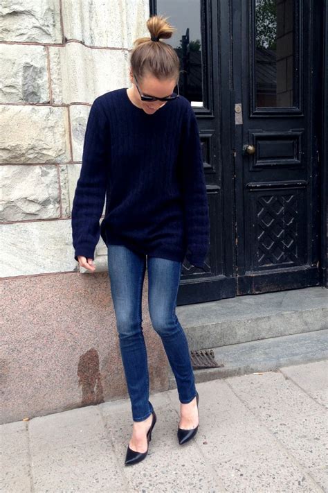 Big Sweater And Jeans Add Heels Looks Style Style Me Simple Style