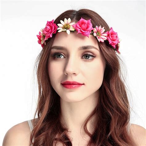 summer women wedding floral crown head band floral head wreath flower headband bridesmaid bridal