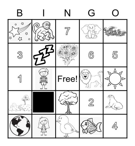 7 Days Of Creation Bingo Card