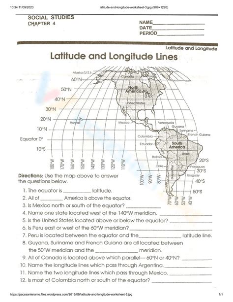 Free Collection Of Latitude And Longitude Worksheets