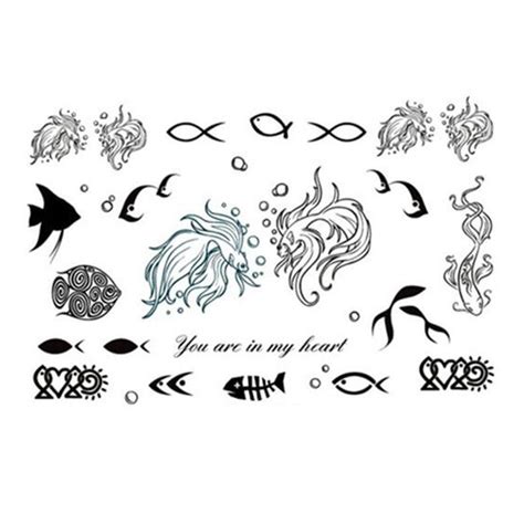 Yeeech Temporary Tattoos Sticker For Women Fake Ocean Fish Designs You