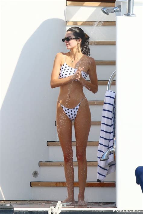 Kendall Jenner Polka Dot Bikini In Cannes May 2019 Popsugar Fashion