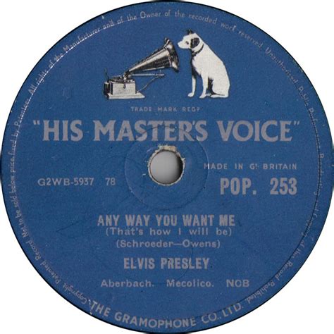 Elvis Presley Any Way You Want Me Thats How I Will Be His Masters Voice