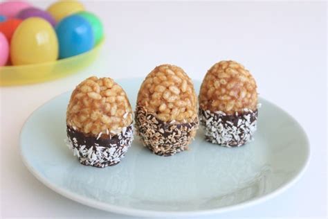 Healthier Easter Treats Dark Chocolate Dipped Rice Crispy Eggs Mama