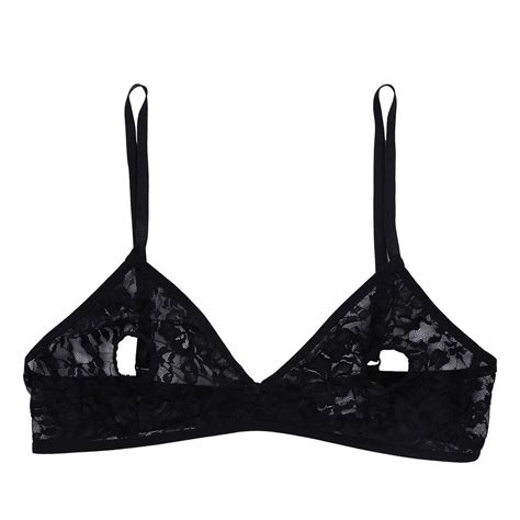 Womens Sheer Mesh Floral Lace Hollow Out Nipple Bralette Wireless