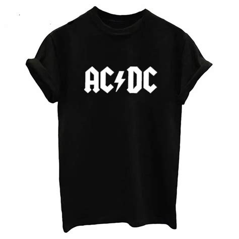 ac dc band rock t shirt womens acdc black letter printed graphic tshirts hip hop rap music short