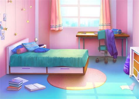 Aesthetic Modern Pink Anime Bedroom Background Trendecors