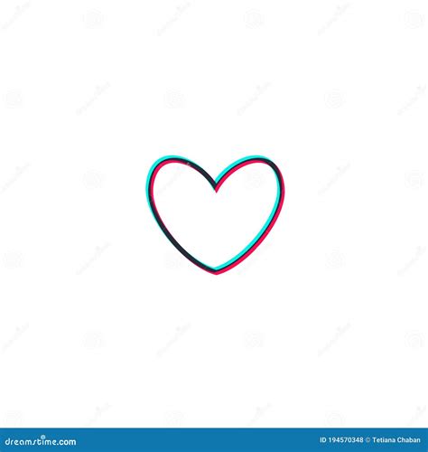 Tiktok Heart Icon Duotone Heart Button Like Social Media Vector