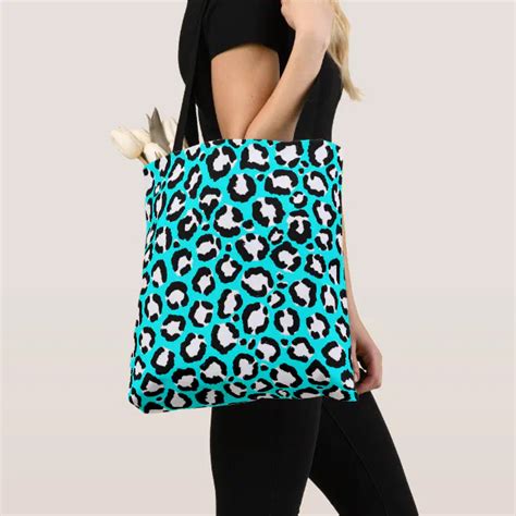 Artsy Modern Cyan Blue Leopard Animal Print Tote Bag Zazzle