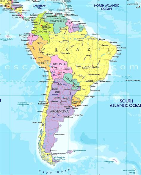 Large Detailed Political Map Of Latin America With Ca Vrogue Co