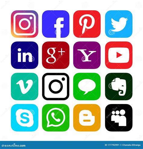 Social Media Icons Buttons Collection In Vector Editorial Photo