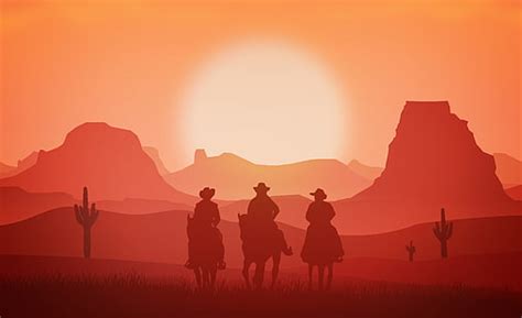 Hd Wallpaper Wild West Sunset Art Western Landscape Horseride
