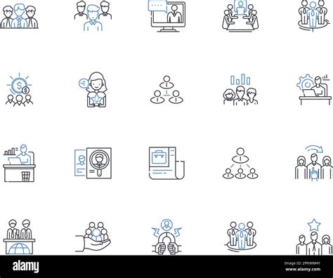 Labor Force Line Icons Collection Employment Jobs Workforce