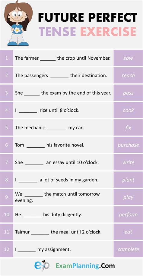 Past perfect tense is used: Future Perfect Tense Exercises | Perfect tense, Tenses ...