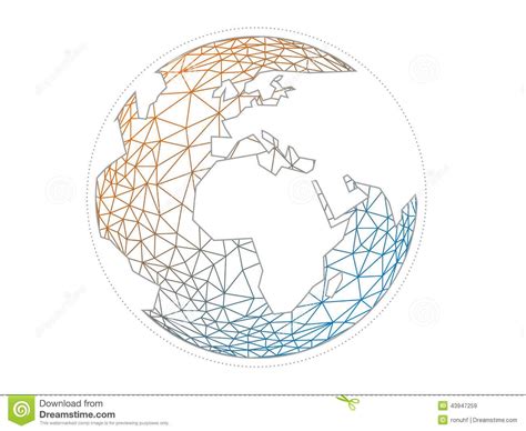 Colorful Geometric Abstract Earth Globe Sphere Vector Graphic Template