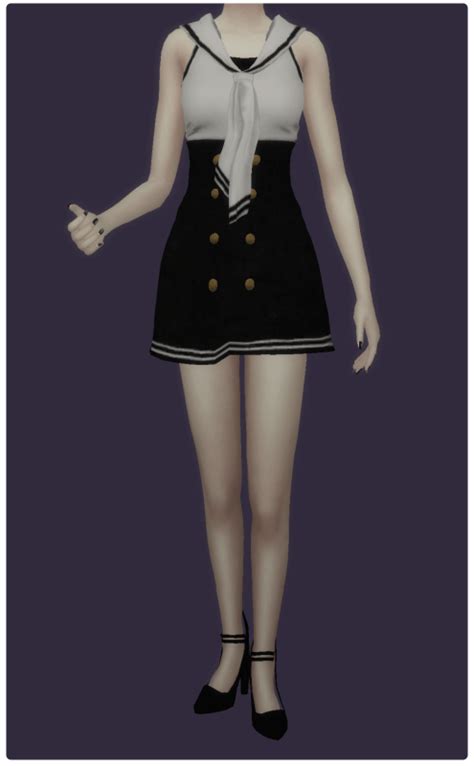 Black Desert Sailor Dress For The Sims 4 Sims 4 Dresses Sims 4 Sims