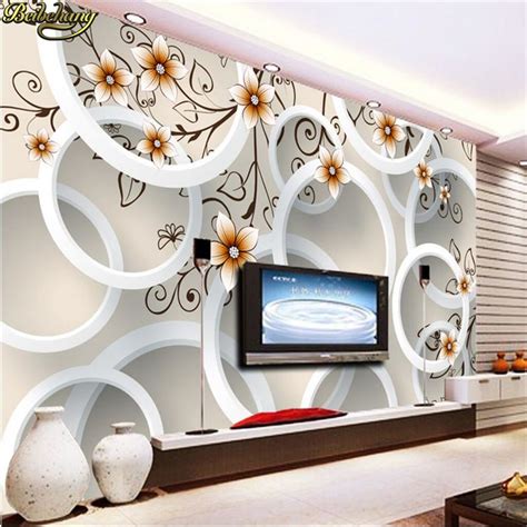 Beibehang Handmade Flowers 3d Circle Tv Backdrop Custom Photo Wallpaper