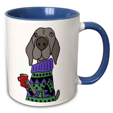 3drose Funny Cute Weimaraner Puppy Dog Drinking Coffee In