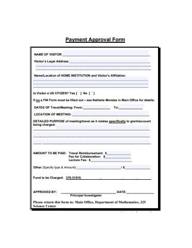 Payment Approval Form 11 Examples Format Sample Examples