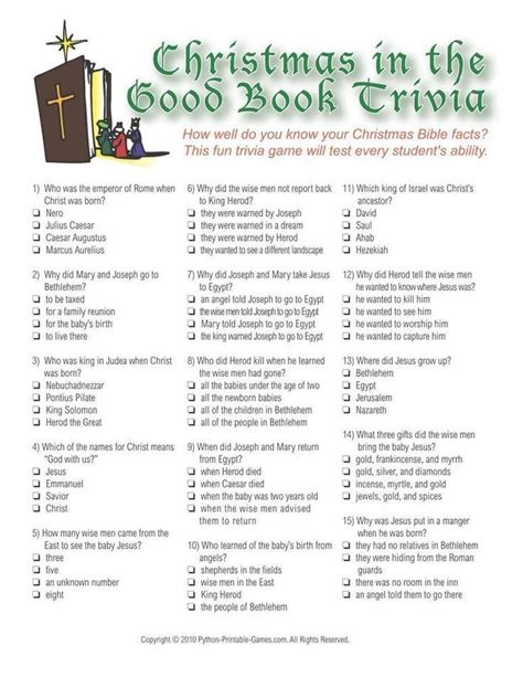 How to play this free printable baby shower game: Christmas: Christmas Bible Trivia Game, $6.95 | Christmas trivia games, Christmas bible ...
