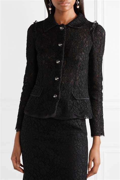 Dolce And Gabbana Cotton Blend Guipure Lace Jacket In Black Lyst