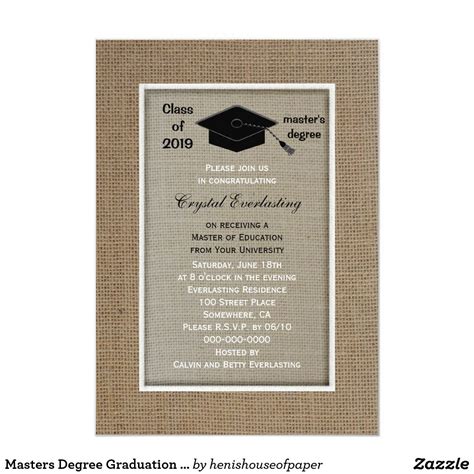 Masters Degree Graduation Invitation | Zazzle.com in 2021 | Masters degree graduation, Masters 