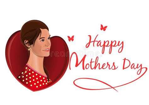 Happy Mothers Day Greeting Card With A Cute Woman Stock Vector Illustration Of Girl Momma