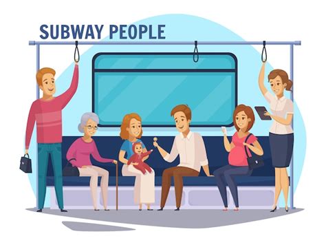 Subway Underground Metro Passagiers Cartoon Gratis Vector