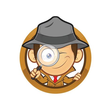 Detective Holding A Magnifying Glass With Circle Shape Stock Vector