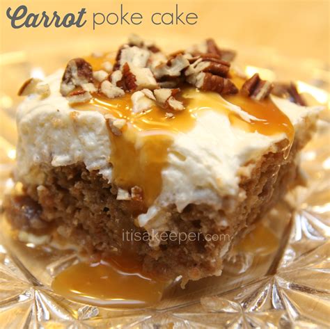 The chocolatey bars have a nice caffeine kick from the espresso powder in the filling. Carrot Poke Cake
