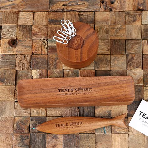 Personalized Wooden Desk Accessories Corporate T Set Teals Prairie And Co®