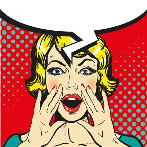 Woman Screaming Announcing News Pop Art Comic Style Vector Stock Vector Illustration Of Pretty