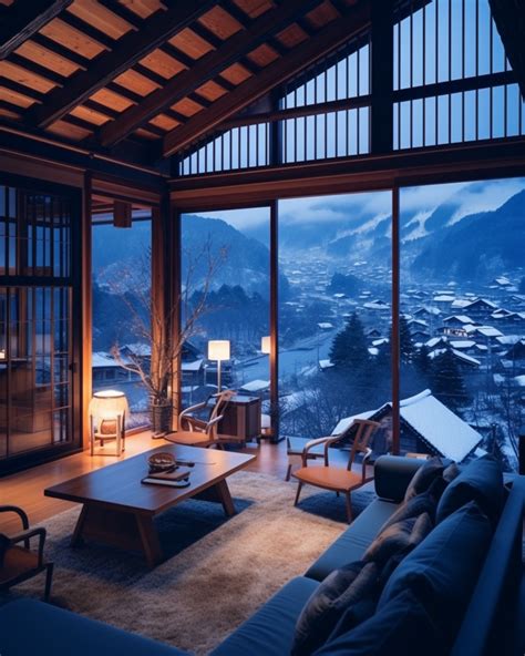 A Gassho Style Living Room With A View In 2023 Japanese Village