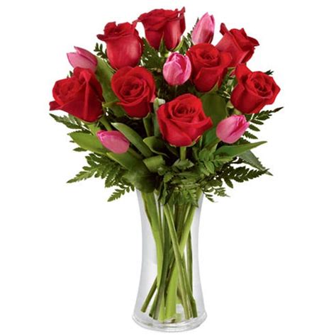 Red Roses Pink Tulips Send Flower Bouquet Online Florist Manila