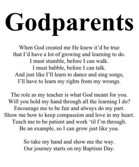 Browse famous godparents quotes and sayings by the thousands and rate/share your favorites! I will make sure my godparent proposal will have this ...