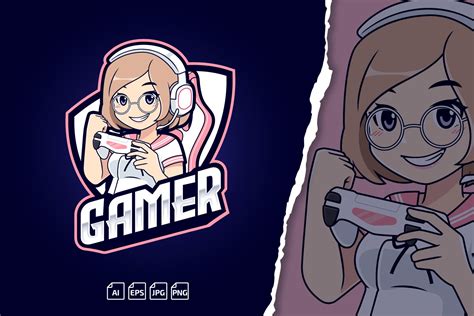 Cute Gamer Girl Logo Badge Branding And Logo Templates ~ Creative Market