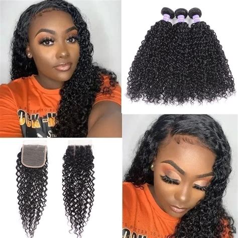 Kriyya Brazilian Jerry Curly Virgin Remy Hair Bundles With Lace Closure Kriyya Com