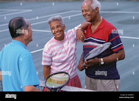 African Amer Couple Tennis Stock Photo Alamy