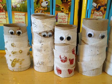 Halloween Time Recycled Toilet Paper Rolls Turned Into A Mummy Art