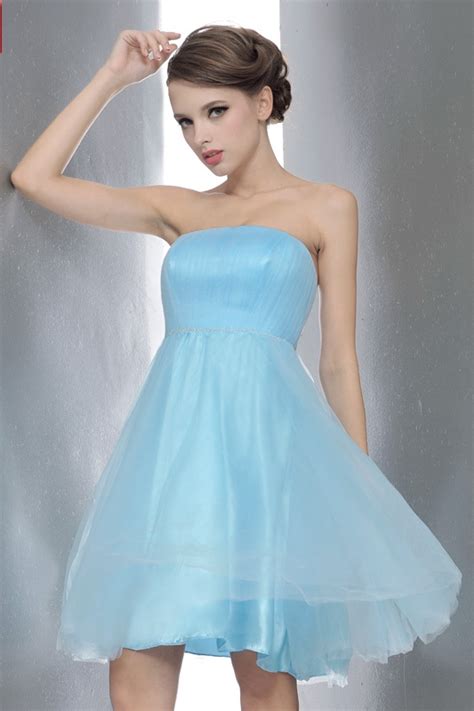 Cheap blue short prom dresses. Strapless Tulle Light Sky Blue Short Homecoming Dresses ...