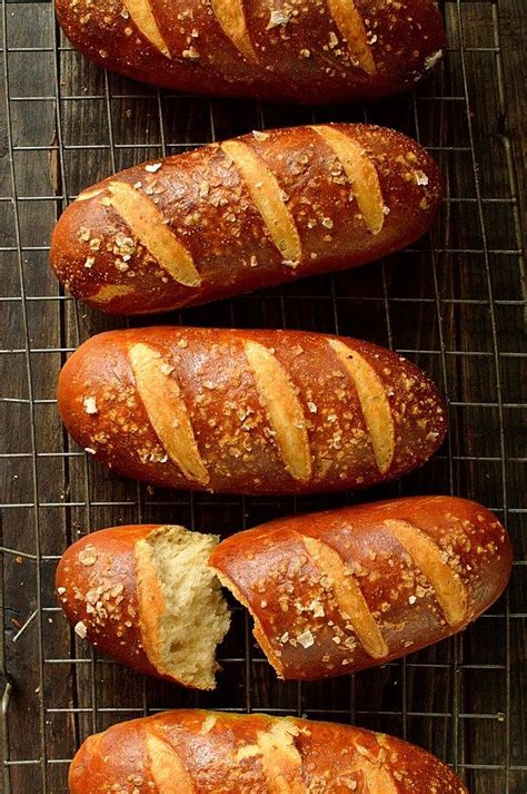 Using a slotted spatula, remove the logs and place onto the prepared baking sheets. Beer Pretzel Hot Dog Buns - Domestic Gothess | Pretzel hot ...