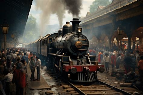 AI Generated Vintage Steam Locomotive At The Railway Station Kolkata