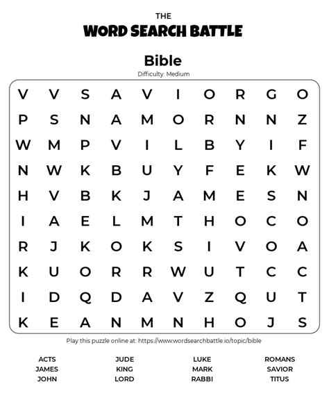 Bible Word Search Play Online Print