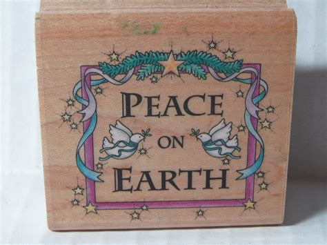 Decorative Peace On Earth Rubber Stamp By Rubber Stampede Etsy