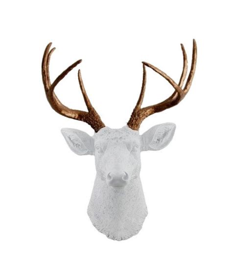 Maybe you would like to learn more about one of these? White Deer Head Bronze Antlers Life Size Faux Resin White ...