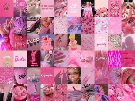 Boujee Pink Aesthetic Wall Collage Kit Pink Wall Collage Etsy Wall