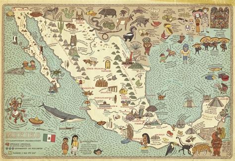 Mapa Ilustrado De México Mapas Pinterest Mapas Ilustrados Mapas