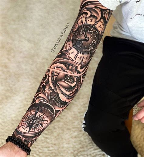 Update More Than 81 Clock And Compass Tattoo Sleeve Best Esthdonghoadian